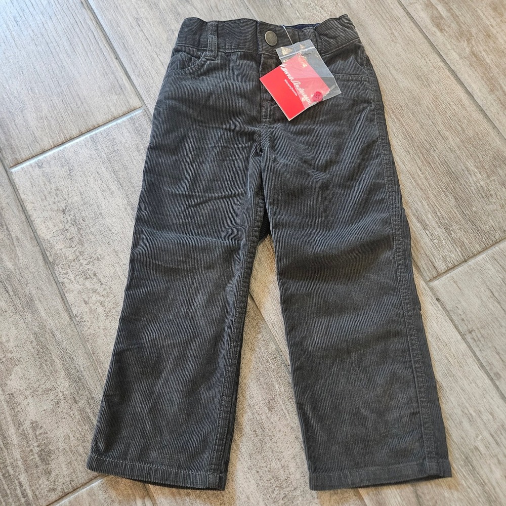 Hanna Andersson Corduroy Pants Kids 90 US 3 Grey NEW Adjustable Waist Straight